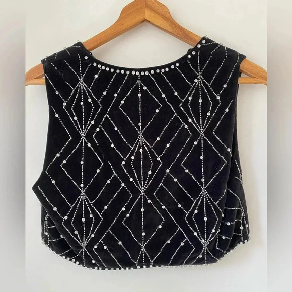 Zara Vest Women’s Medium Velvet Waistcoat with Rhinestones Black - Picture 5 of 13